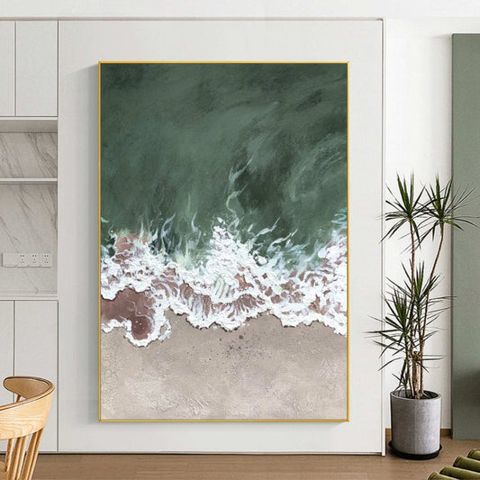 Large 3D Textured Ocean Painting Acrylic Framed