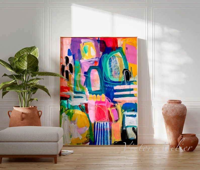 Bright, vivid and colourful abstract print