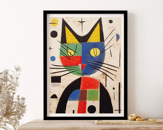 Miro Cat Portrait Illustration Wall Art Print