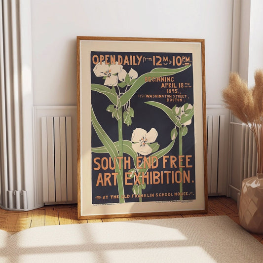 Blooming Elegance: Victorian Art Nouveau Flower Exhibition Poster