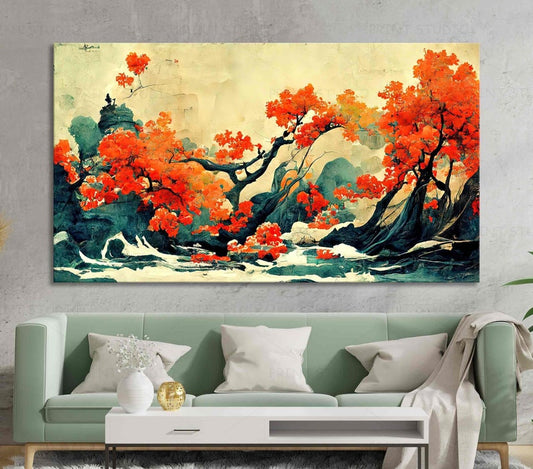 Japanese autumn landscape Abstract Tree