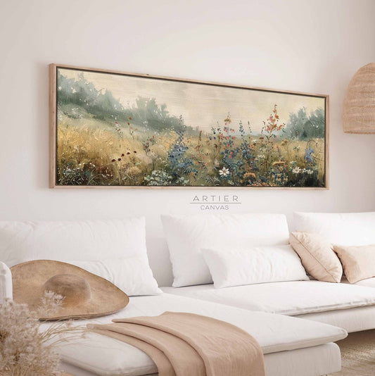 Wildflowers Field Framed Canvas Wall Art Print