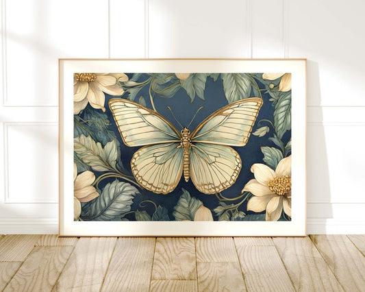 William Morris Style Butterfly Print